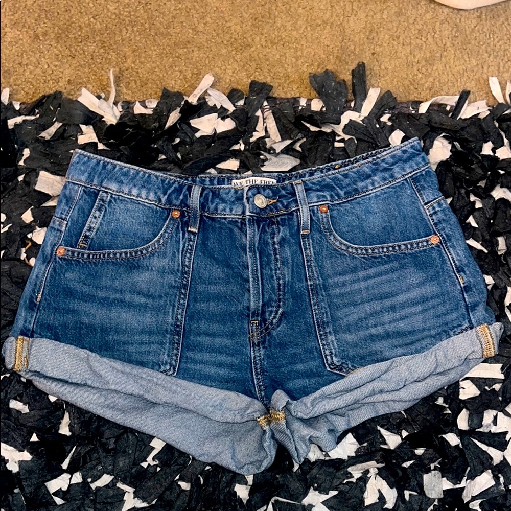 We The Free Blue Jean Shorts Cuffed Hem